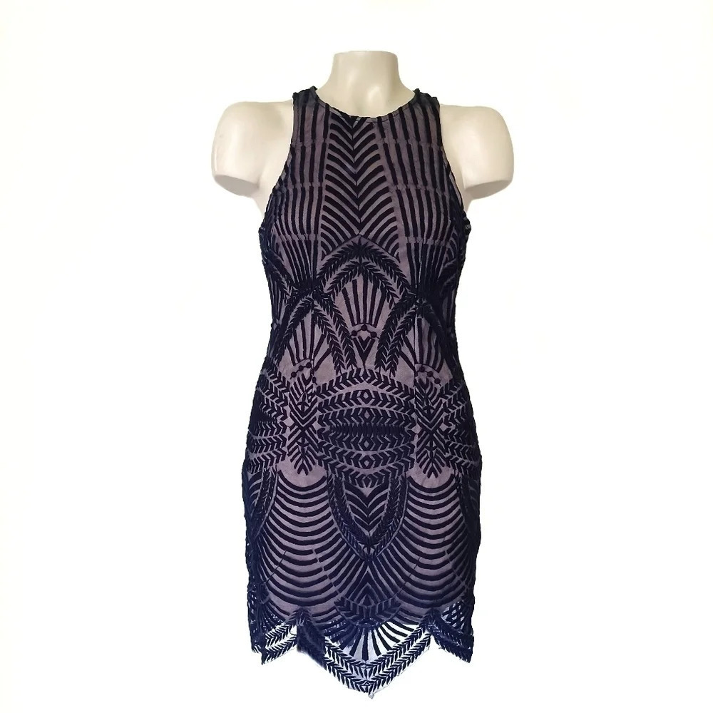 SHAREEN Australia Bodycon Mesh Cocktail Dress Art Deco Goth Whimsigoth
